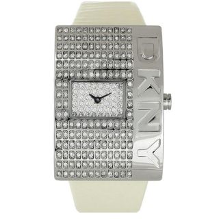 DKNY Womens Casual White Dial Leather Strap Watch