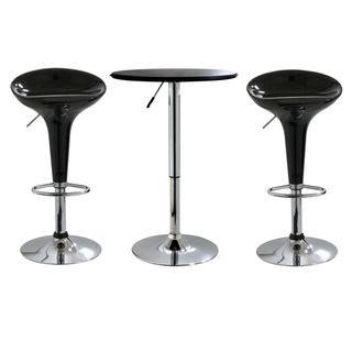 Adjustable Height 3 piece Chome/ Black Table and Chairs Set