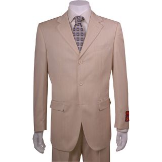 Mantoni Mens Tan Broken Stripe 3 button Wool Suit