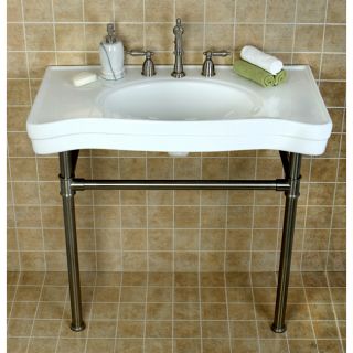 Imperial Vintage Satin Nickel Pedestal Center Bathroom Sink