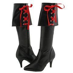 Pleaser USA Pirate 130 Black With Ribbons Boots  