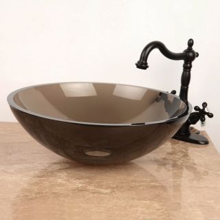 Round Amber Bronze Tempered Glass Bathroom Vessel Sink Today $91.99 4