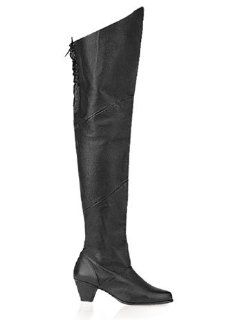Black Pig Leather Thigh High Boot   8 Shoes