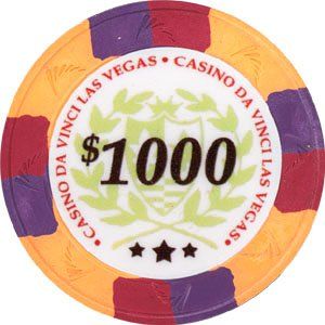 Authentic All Clay Casino Da Vinci Poker Chips, Orange w/$