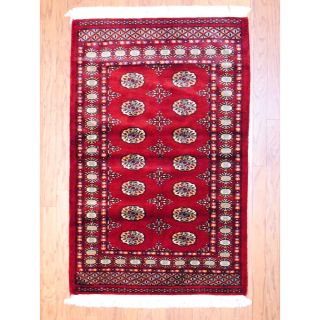 Hand knotted Red/ Ivory Bokhara Wool Rug (3 x 5) (Pakistan) Today: $