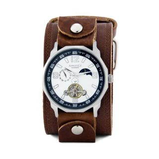 Nemesis Mens Brown Leather Cuff Watch