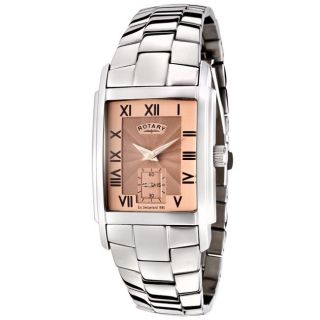 Rotary Mens Copper Dial Stainless Steel Watch
