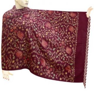 Colorful Embroidered Cashmere Shawl In Wool Fabric From