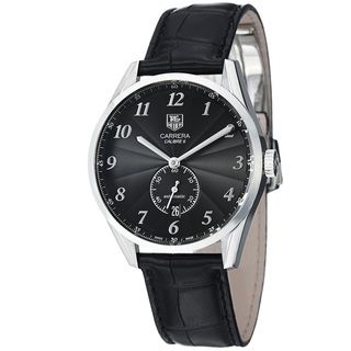 Tag Heuer Mens Carrera Black Dial Leather Strap Automatic Watch