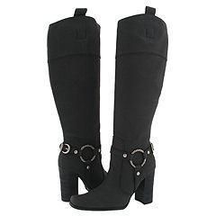 Lo Metal Black Leather Knee High Boots