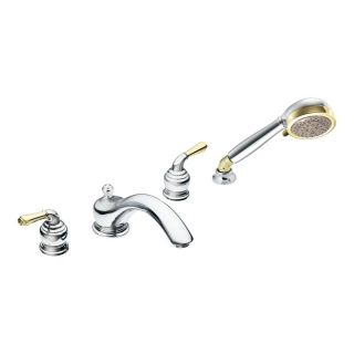 Moen Chrome/ Polished Brass Double handle Low Arc Roman Tub Faucet