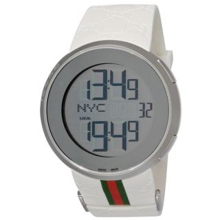 Gucci Mens I Gucci Rubber Strap Digital and Analog Display Watch