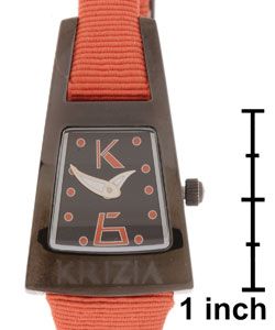 Krizia Womens Black plated Orange Strap Watch