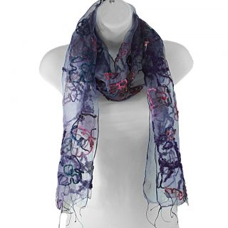 Handwoven Purple Cherry Blossoms Scarf (India)