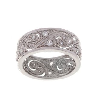 Sterling Essentials Sterling Silver Swirl Clear Cubic Zirconia Ring
