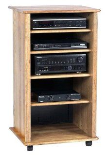 Solid Hardwood Ebony 4 Shelf Audio Cabinet