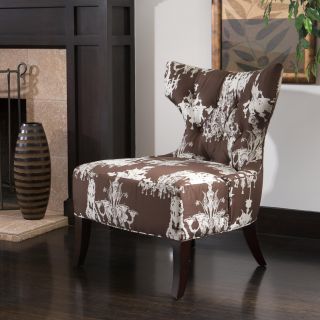 Chandelier print Fabric Brown/ White Accent Chair