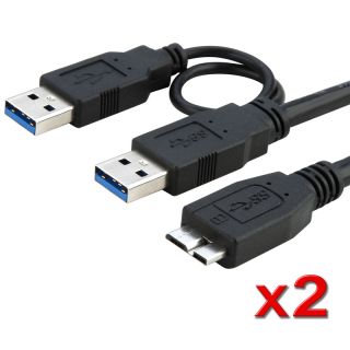 Black USB 3.0 A to Micro B Y Cable (Pack of 2)