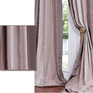Plum/ Light Violet Striped Faux Silk Taffeta 96 inch Curtain Panel