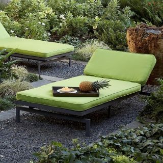 Alyssa Canvas Macaw Green Outdoor Chaise with Sunbrella Fabric Cushion