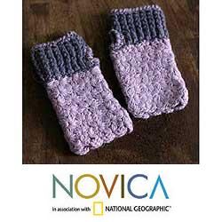 Alpaca Wool Lovely Lilac Fingerless Gloves (Peru)