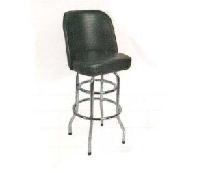 Chrome Double Ring Bar Stool with Black Swivel Bucket Seat