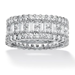 Ultimate CZ Platinum over Sterling Cubic Zirconia Eternity Band