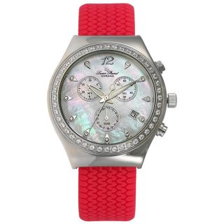 Lucien Piccard Womens Red Strap Chronograph Watch