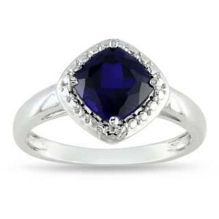 Miadora Sterling Silver Created Sapphire Ring