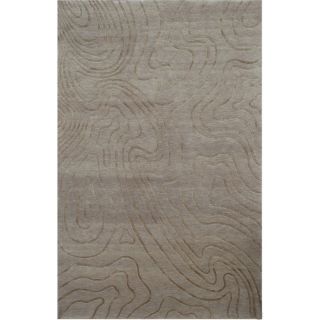 Hand knotted Abstract Natural Beige Wool/ Art silk Rug (56 x 86) Was