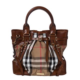 Burberry Medium House Brown Check Bridle Tote