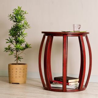Red Wood Bird Cage End Table