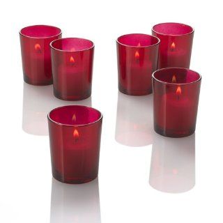 Set of 144 Colored Glass Votive Candle Holders, Red  