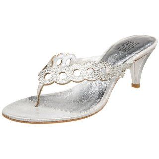  Pelle Moda Womens Hoop Thong Sandal,Silver,5.5 M US Shoes