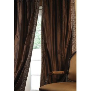 Embroidered Chocolate Polyester Silk 108 inch Curtain Panel