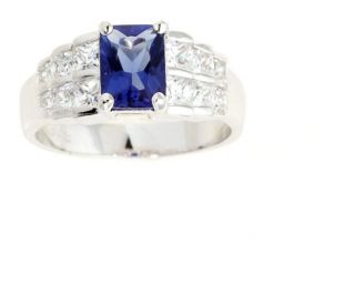 Icz Stonez Sterling Silver Blue White CZ Ring