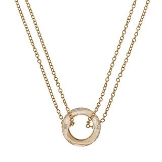 NEXTE Jewelry 14k Gold Overlay Double Chain Champagne Acrylic Cymbal