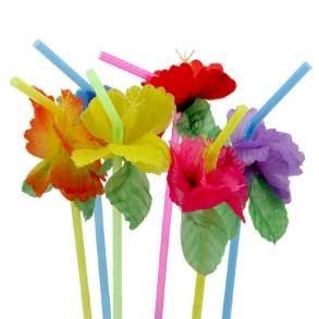 Hibiscus Flower Bendable Straws Toys & Games
