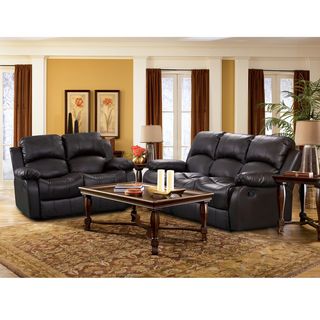 Rotunda Black Reclning Sofa and Loveseat Set with Four Recliners