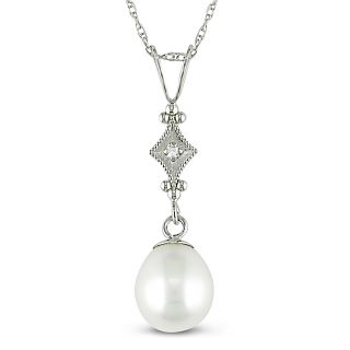 Miadora 14k White Gold Pearl and Diamond Necklace (6.5 7 mm) MSRP $