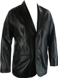 UNICORN Mens Real Leather Jacket Classic Suit Blazer Black