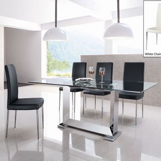 StaInless Steel Dining Table with Dining Chairs 5 piece Set