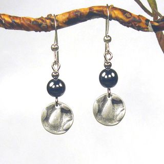 Jewelry by Dawn Hematite With Small Hammered Drop Earrings