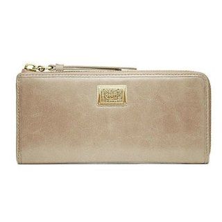 Coach Poppy Leather Slim Zip Wallet 46070 (Sand): Shoes