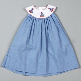 Petit Ami Toddler Girls Blue Sailboat Dress
