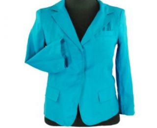 DKNY Single Breast Linen Jacket Lapis 4 Clothing