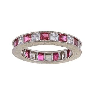 Tacori IV Platinum/ Silver Pink and Clear CZ Epiphany Eternity Band
