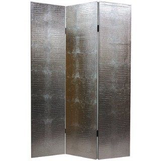 Faux Leather Crocodile Room Divider in Silver Furniture