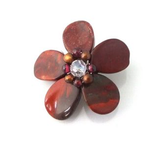 Red Jasper Floral Purity Pearl Pin Brooch (Thaland) Today $20.99