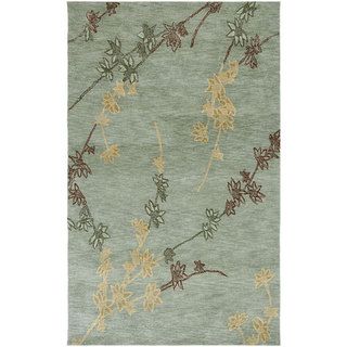 Hand tufted Blue/ Brown Floral Rug (5 x 77)